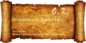 Oreskovics Kamilla névjegykártya